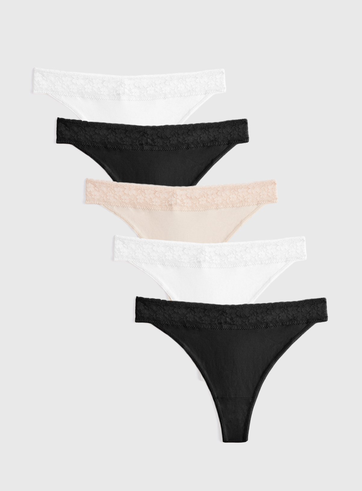 Mono & Nude Lace Thongs 5 Pack 18 - Image 1 thumbnail